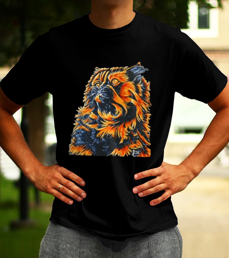 Fluffy Orange Black Tortoiseshell Persian Cat Painting 8/26 T-Shirt