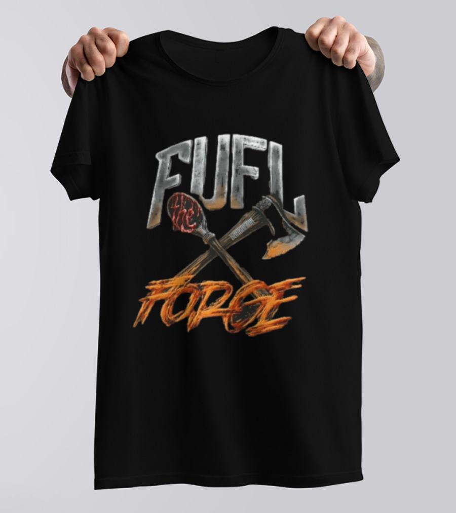 Fuel Forge Crossed Bloody Spoon Axe Flames T-Shirt