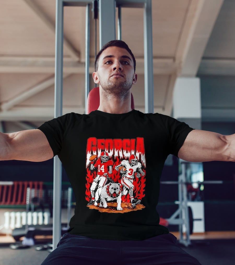Georgia Bulldogs Football Skeleton Players 14 And 3 With Bulldog T-Shirt