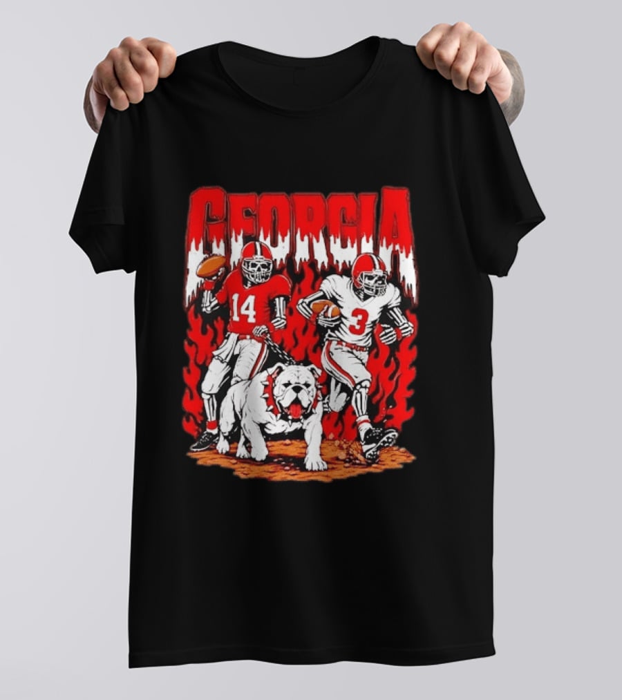 Georgia Bulldogs Football Skeleton Players 14 And 3 With Bulldog T-Shirt