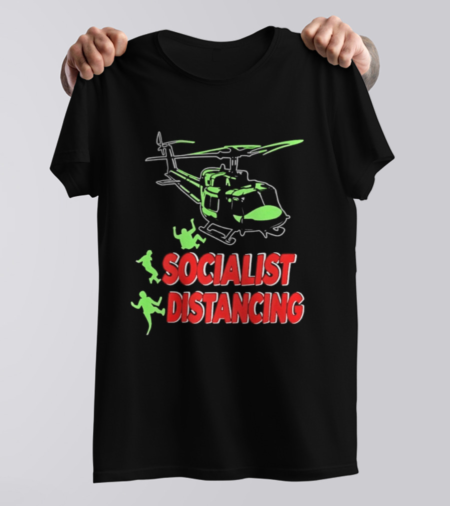Socialist Distancing Helicopter Retro Military Humor T-Shirt