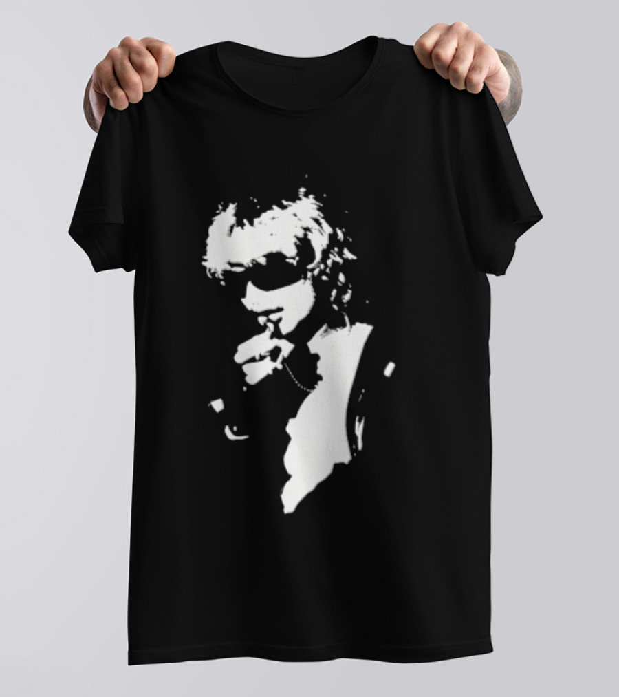 High Contrast Stencil Style Iconic Sunglasses Smoking Man T-Shirt