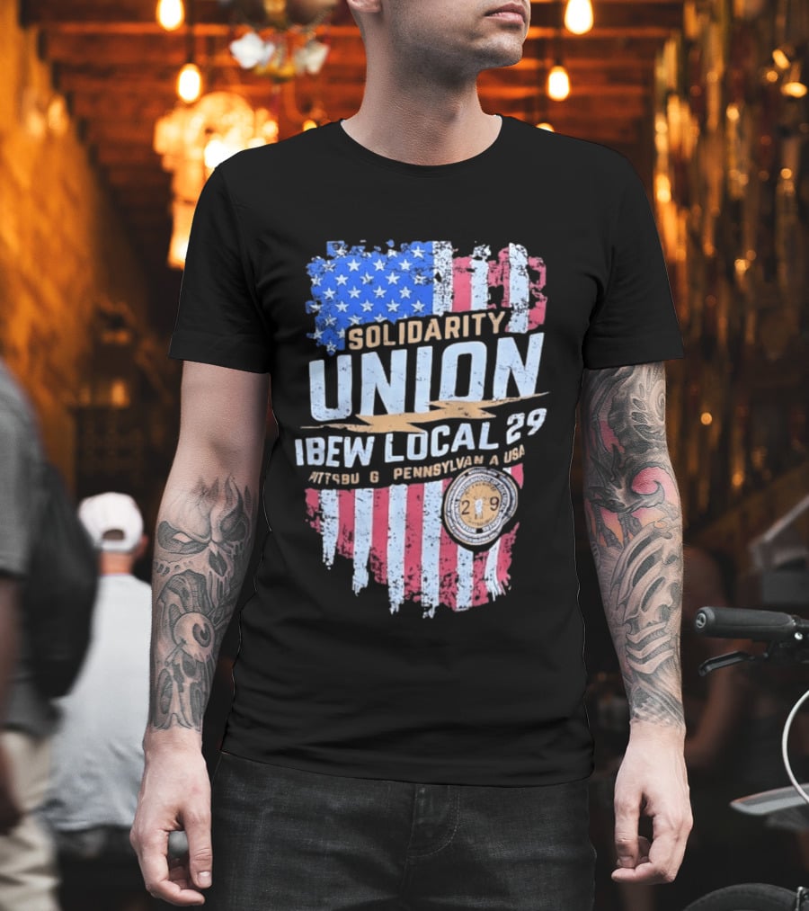 Solidarity Union IBEW Local 29 Pennsylvania USA American Flag T-Shirt