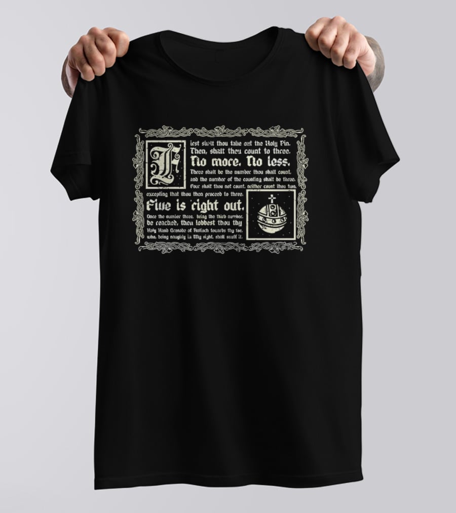Holy Hand Grenade Of Antioch Monty Python Count To Three No More No Less T-Shirt