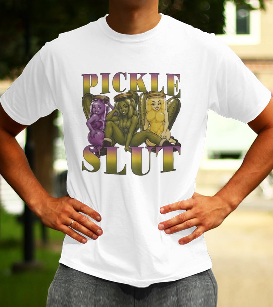 Pickle Slut Food Humor Cute Cartoon Jar Characters T-Shirt