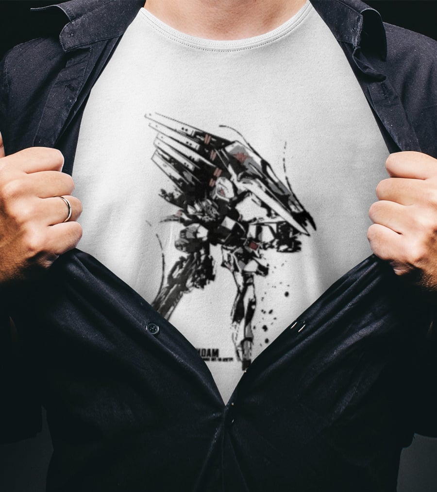 Rx 93 Nu Gundam Efsf Londo Bell Mobile Suit Amuro Ray Ink Brush Mecha Robot T-Shirt