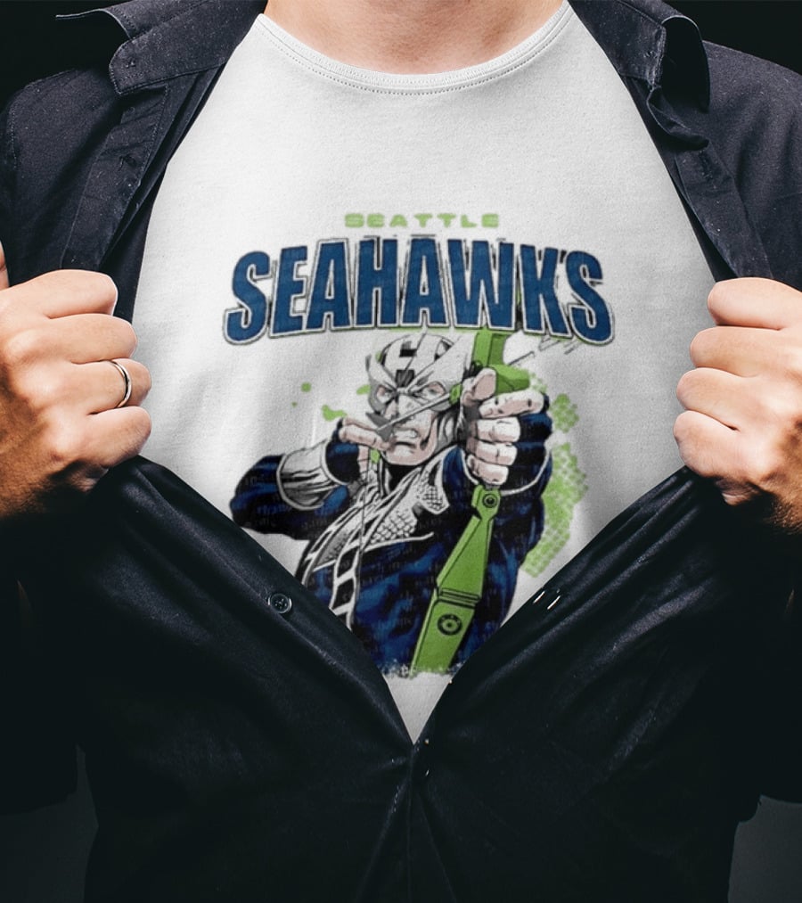 Seattle Seahawks Hawkeye Collaboration NFL Marvel T-Shirt