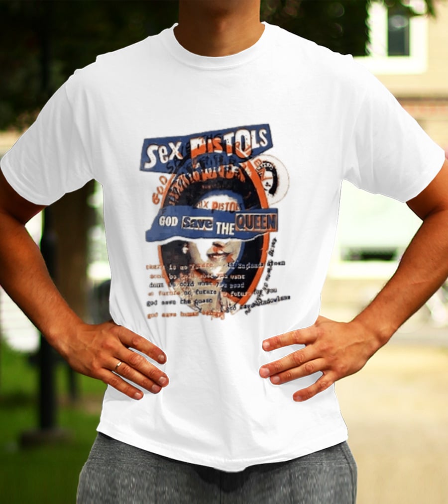 Sex Pistols God Save The Queen Royal Ransom Cutout Halftone Collage T-Shirt