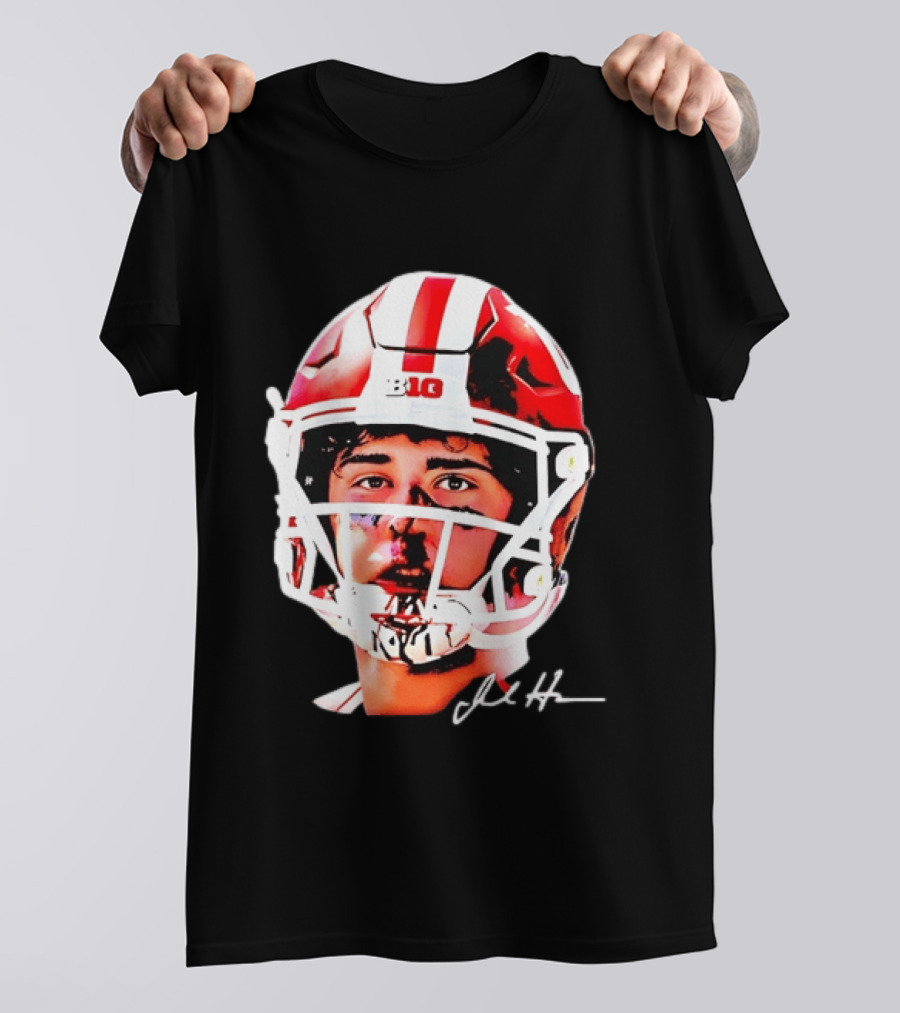 Indiana Hoosiers Big Ten Football Jack Howes Signature Helmet T-Shirt