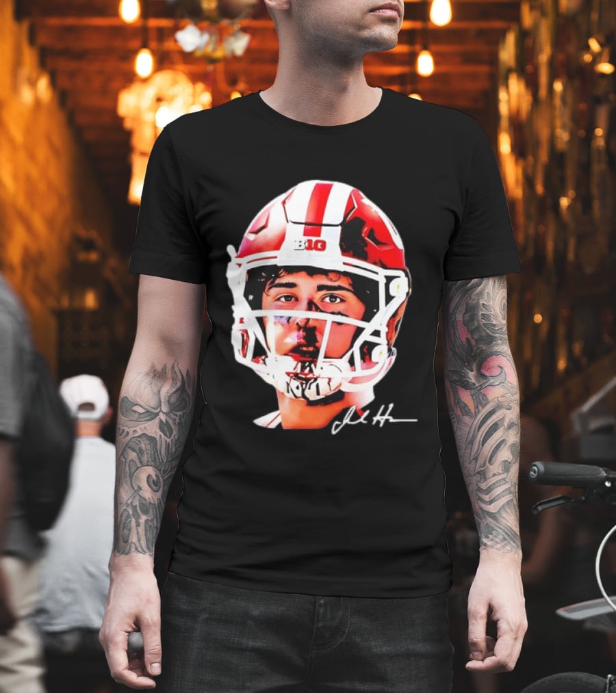 Indiana Hoosiers Big Ten Football Jack Howes Signature Helmet T-Shirt