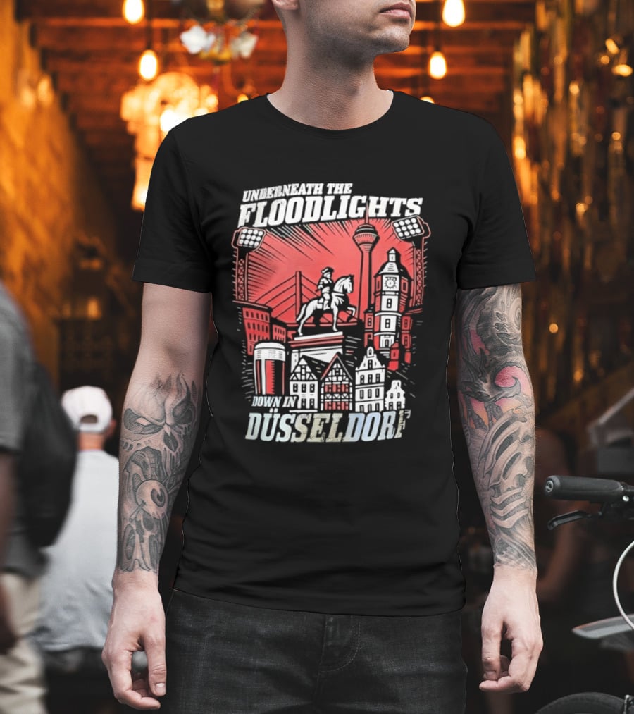 Underneath The Floodlights Düsseldorf Skyline And Equine Monument T-Shirt