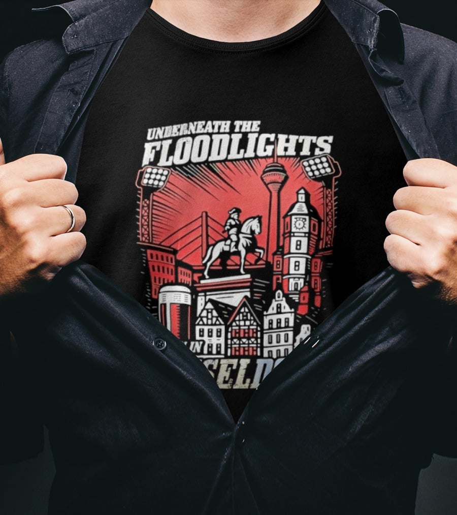 Underneath The Floodlights Düsseldorf Skyline And Equine Monument T-Shirt