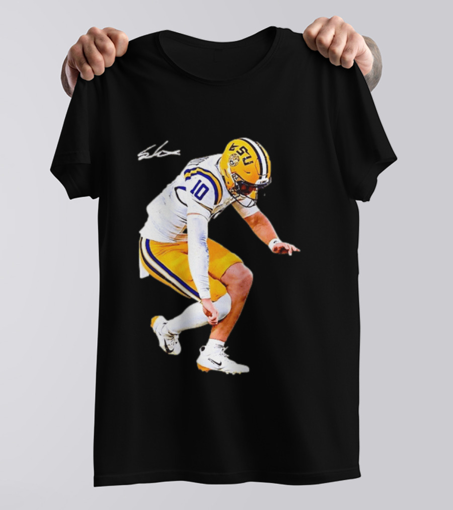 Joe Burrow LSU Tigers Number 10 Football Player Signature T-Shirt