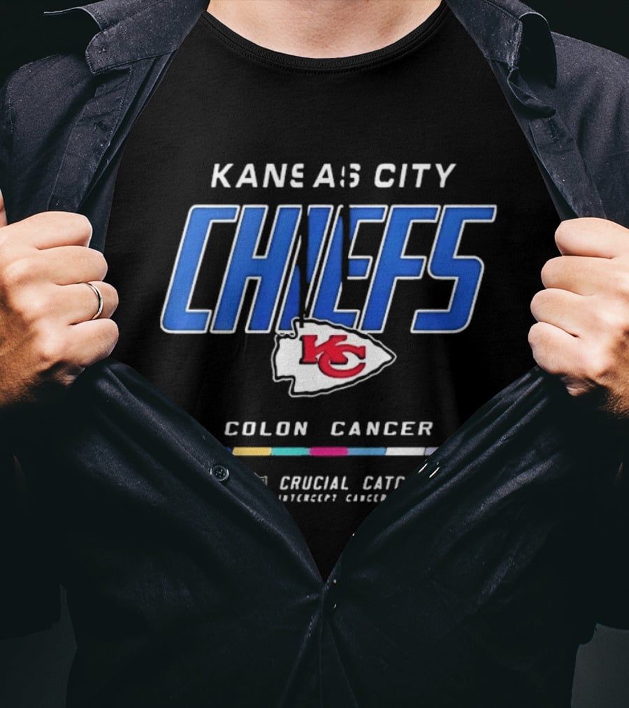 Kansas City Chiefs Crucial Catch Colon Cancer Awareness NFL T-Shirt
