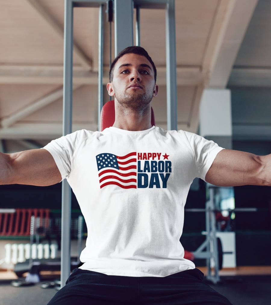 Happy Labor Day Distressed American Flag Stars Stripes T-Shirt