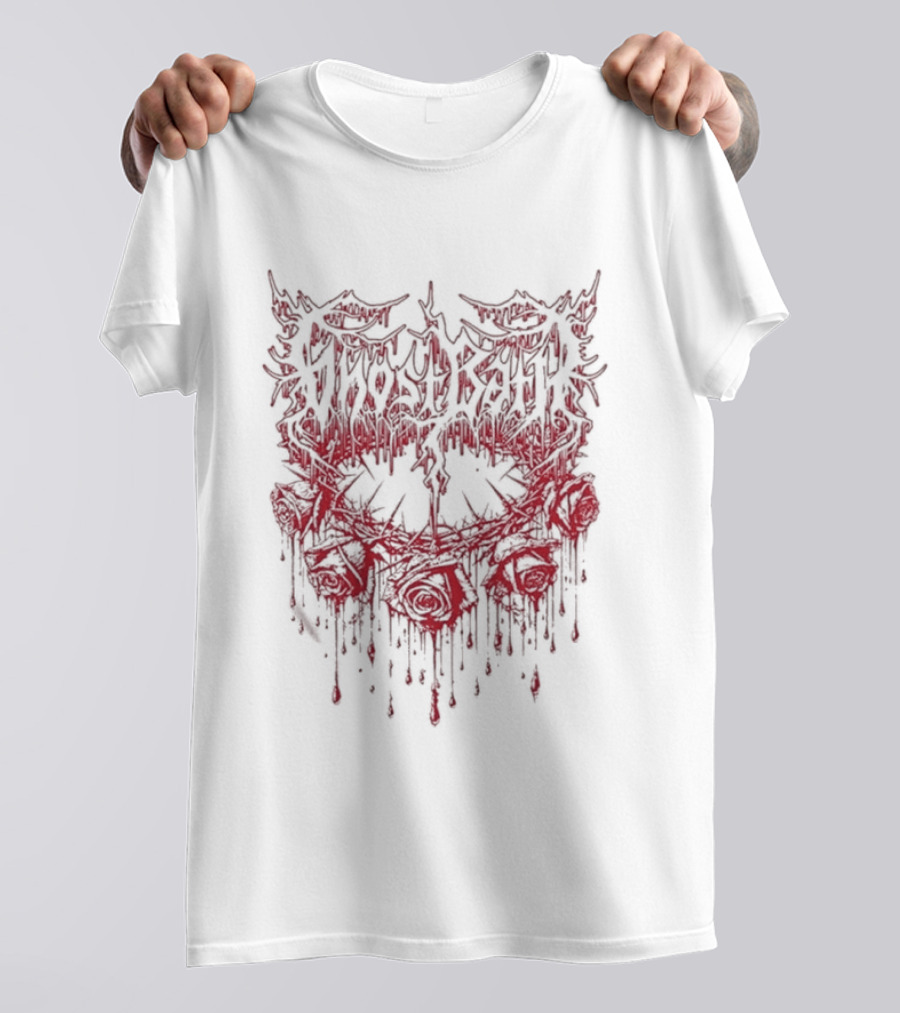 Ghost Bath Rose Thorn Dripping Red Roses T-Shirt