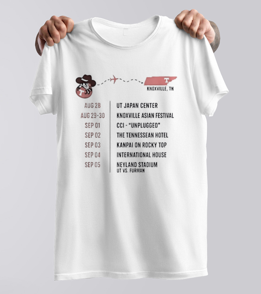 Knoxville TN Event Schedule UT Japan Center Festival Unplugged Hotel Rocky Top Stadium T-Shirt