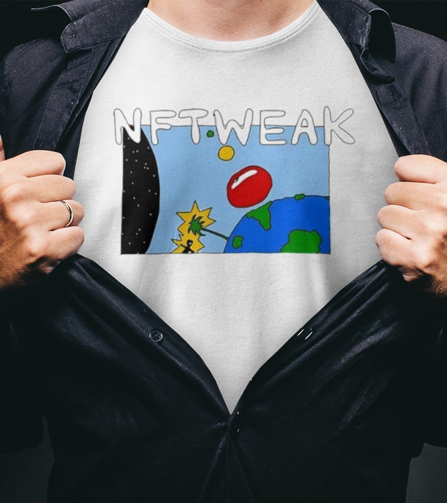 NFTWEAK Space Planet Cartoon NFT Satire Earth T-Shirt