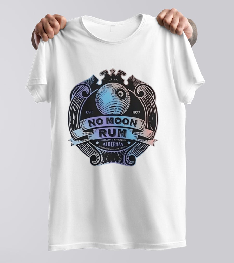 No Moon Rum Distilled And Bottled Alderaan Est 1977 T-Shirt