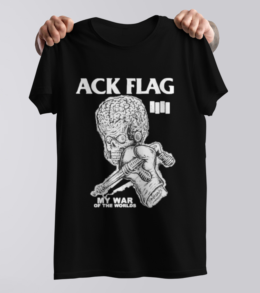 ACK Flag Mars Attacks War Of The Worlds Black Flag Mashup T-Shirt