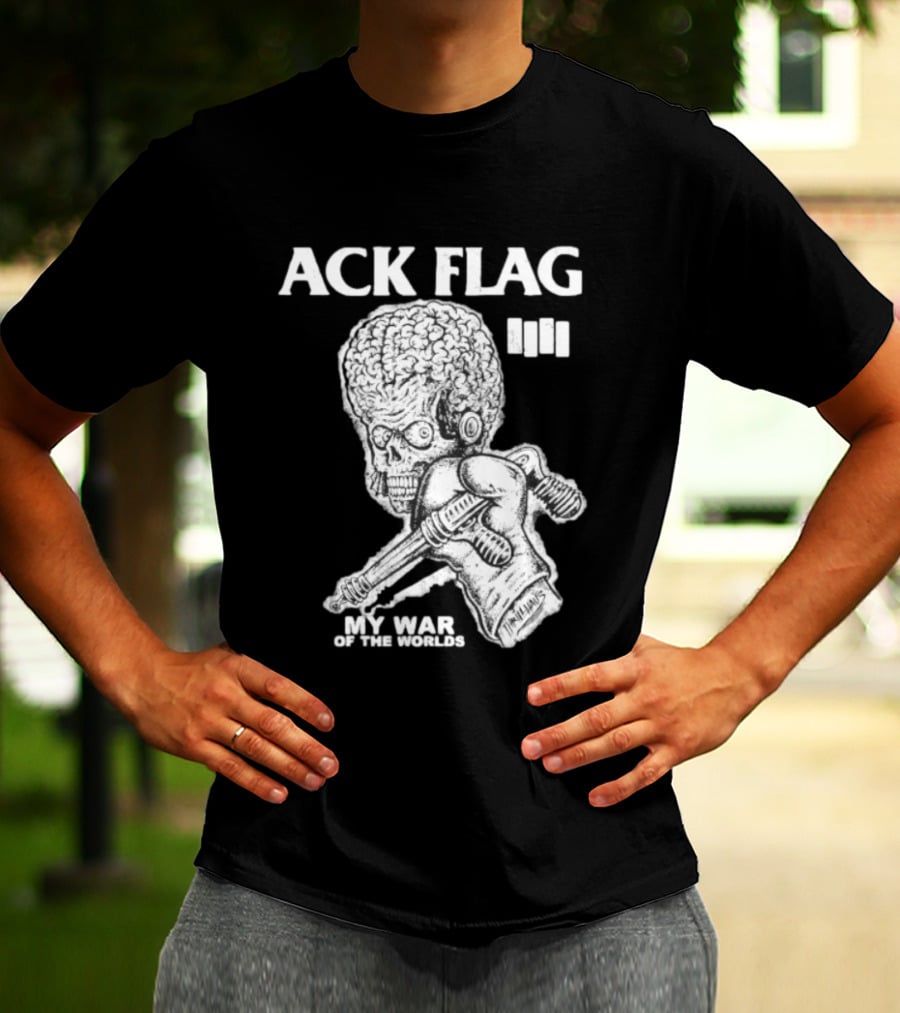 ACK Flag Mars Attacks War Of The Worlds Black Flag Mashup T-Shirt