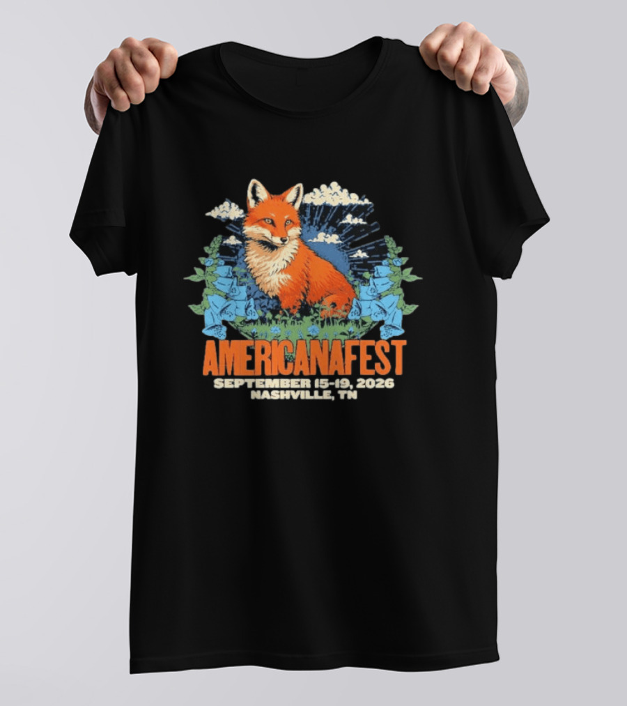 Americanafest 2026 Nashville September 15 19 Fox And Blue Flowers T-Shirt