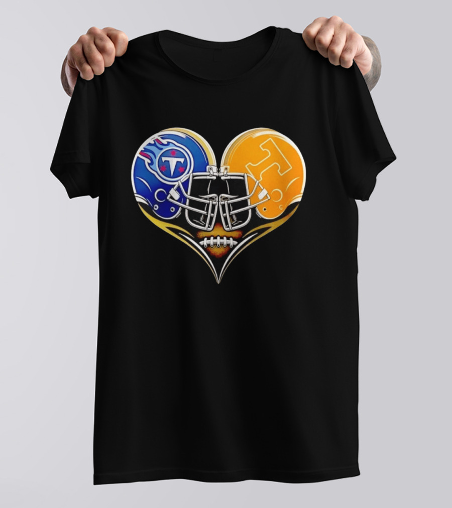 Tennessee Titans Tennessee Volunteers Football Heart Helmet T-Shirt