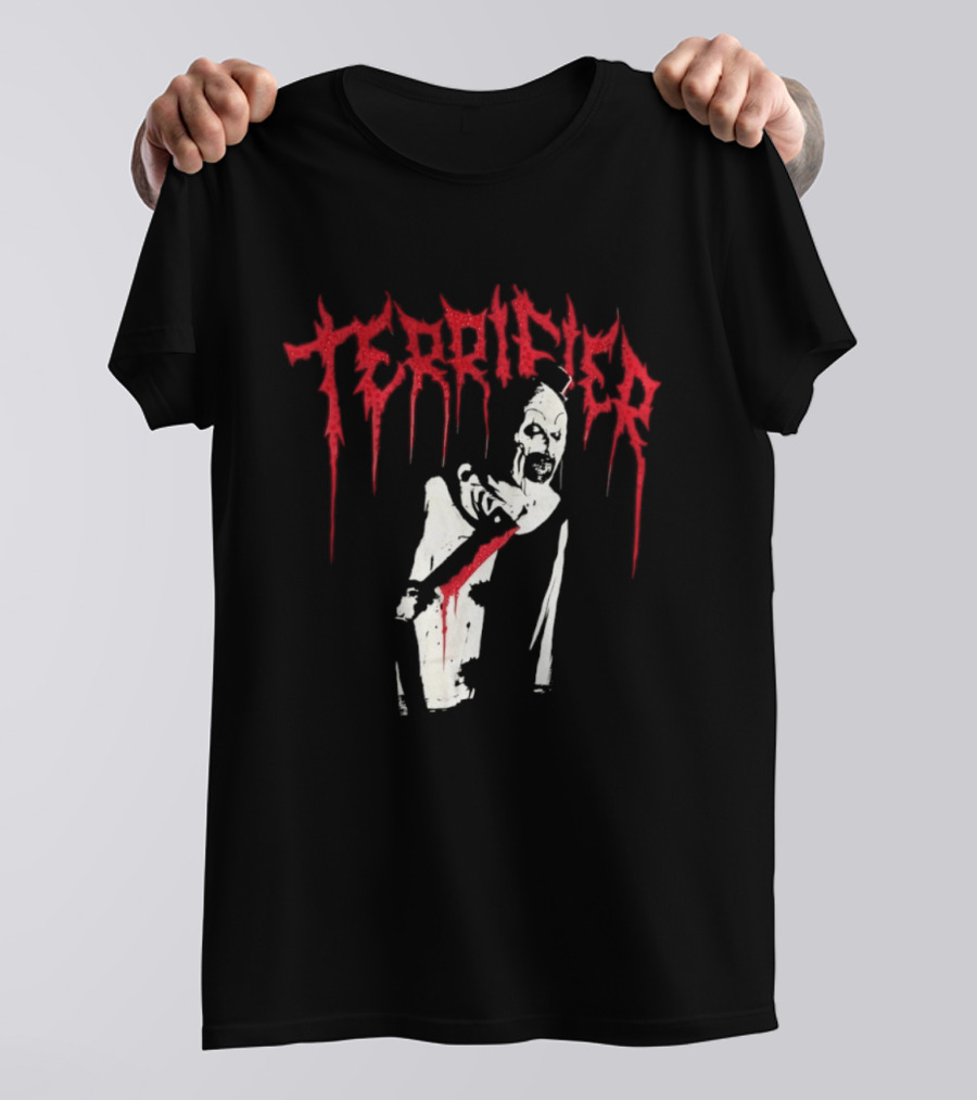 Terrifier Clown Horror Movie Rhinestone Scary Blood Effect T-Shirt