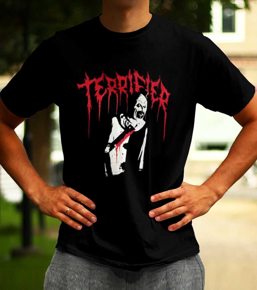 Terrifier Clown Horror Movie Rhinestone Scary Blood Effect T-Shirt