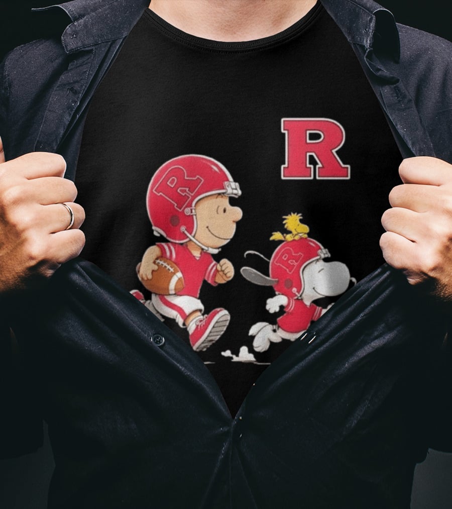 Charlie Brown Snoopy Woodstock Rutgers Scarlet Knights Football Fan Gear T-Shirt