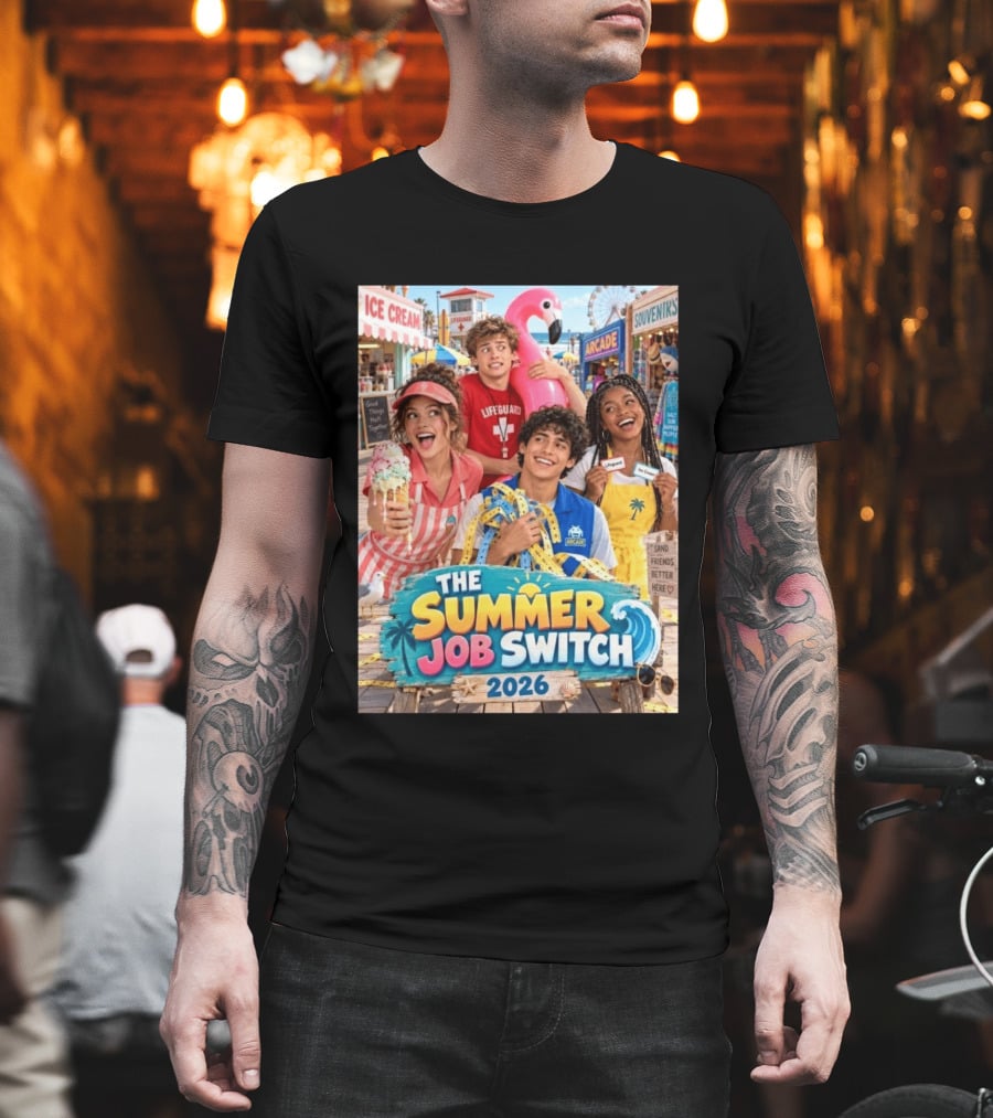 The Summer Job Switch 2026 Ice Cream Adventure Lifeguard Arcade Souvenirs Sand Friends T-Shirt