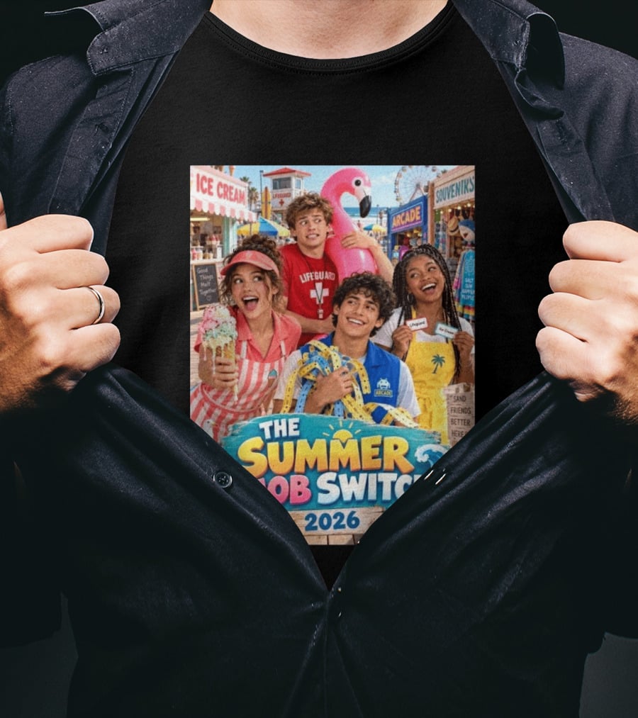 The Summer Job Switch 2026 Ice Cream Adventure Lifeguard Arcade Souvenirs Sand Friends T-Shirt