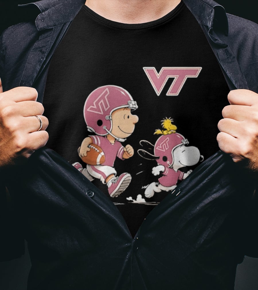 Charlie Brown Woodstock Snoopy Virginia Tech Hokies Football VT T-Shirt