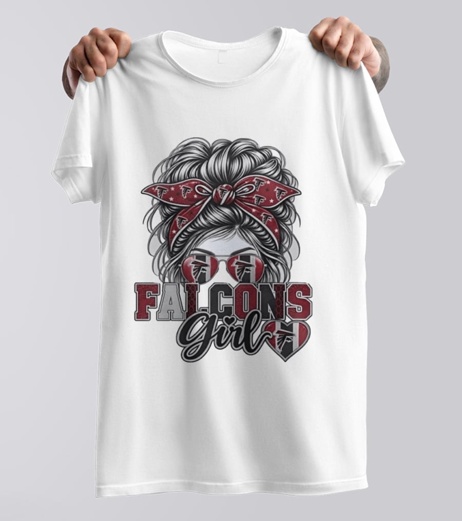 Falcons Girl Messy Bun Bandana Sunglasses T-Shirt