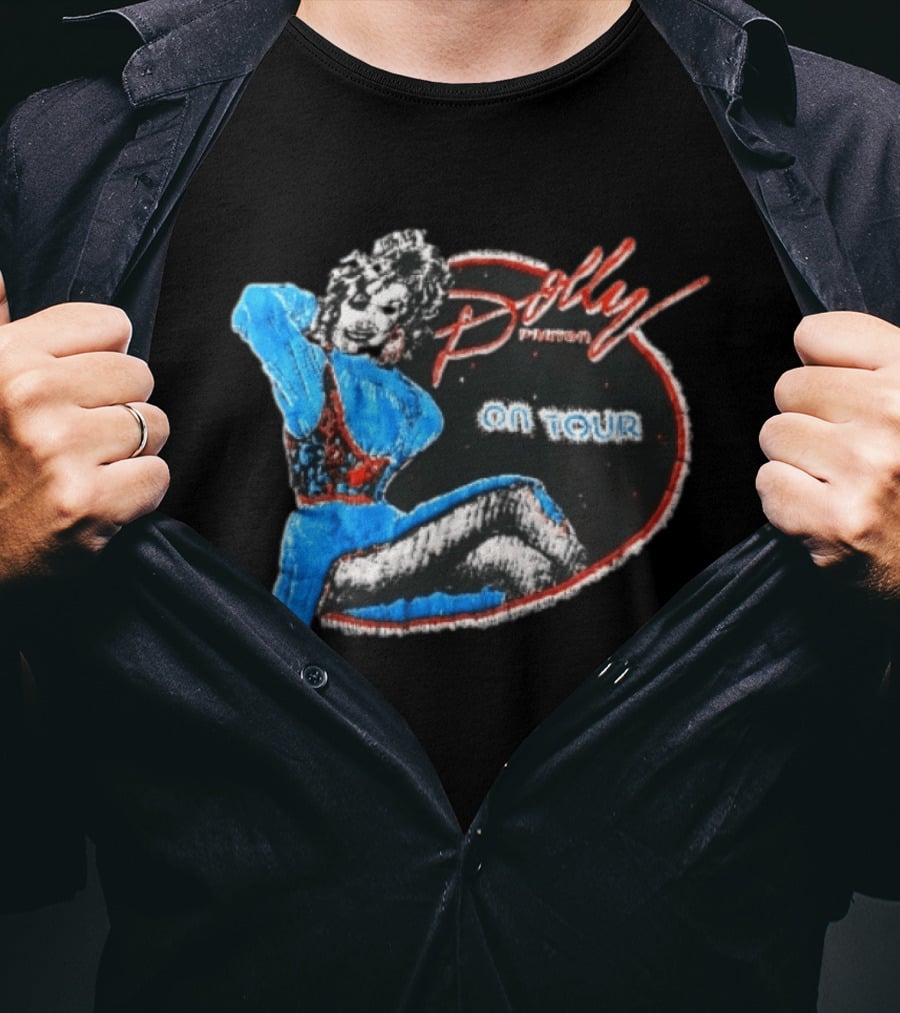 Dolly Parton On Tour Distressed Pinup Style Oval Frame T-Shirt