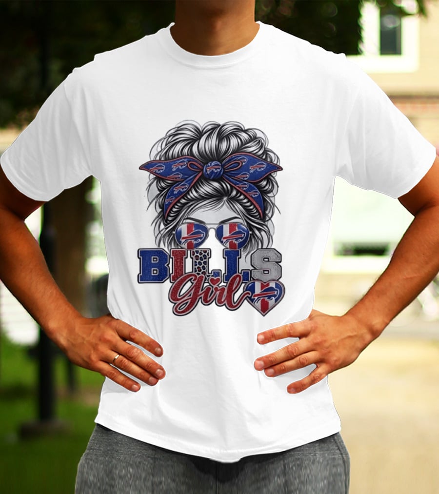 Buffalo Bills Girl Messy Bun Sunglasses BILLS Girl T-Shirt