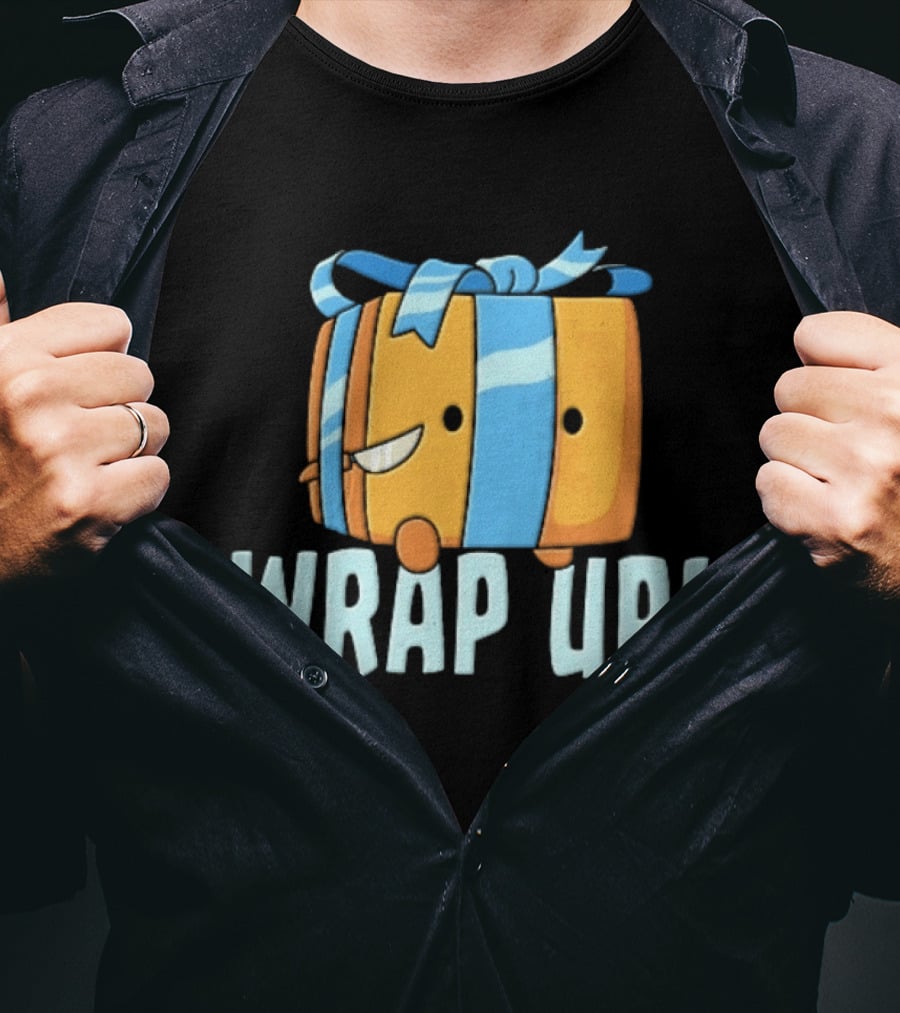 Mischievous Cartoon Ribboned Present Wrap Up With Knife T-Shirt
