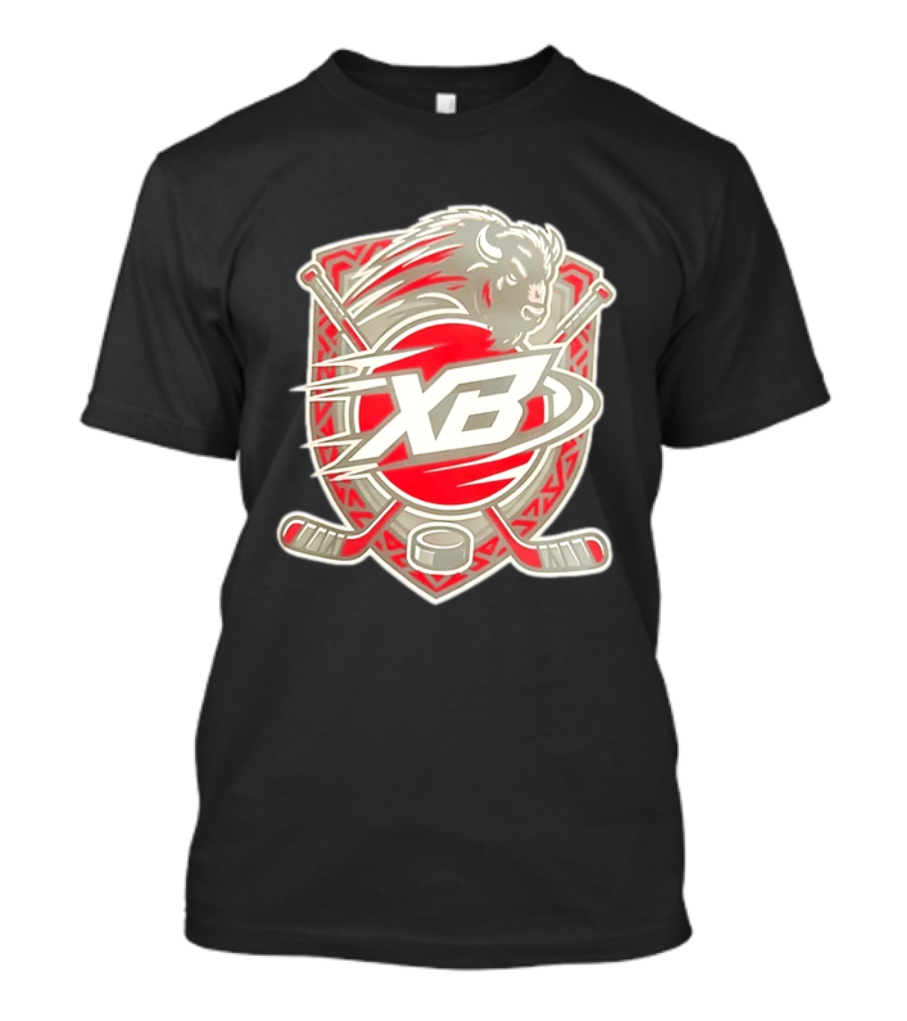 XB Buffalo Hockey Team Emblem With Crossed Sticks And Puck T-Shirt