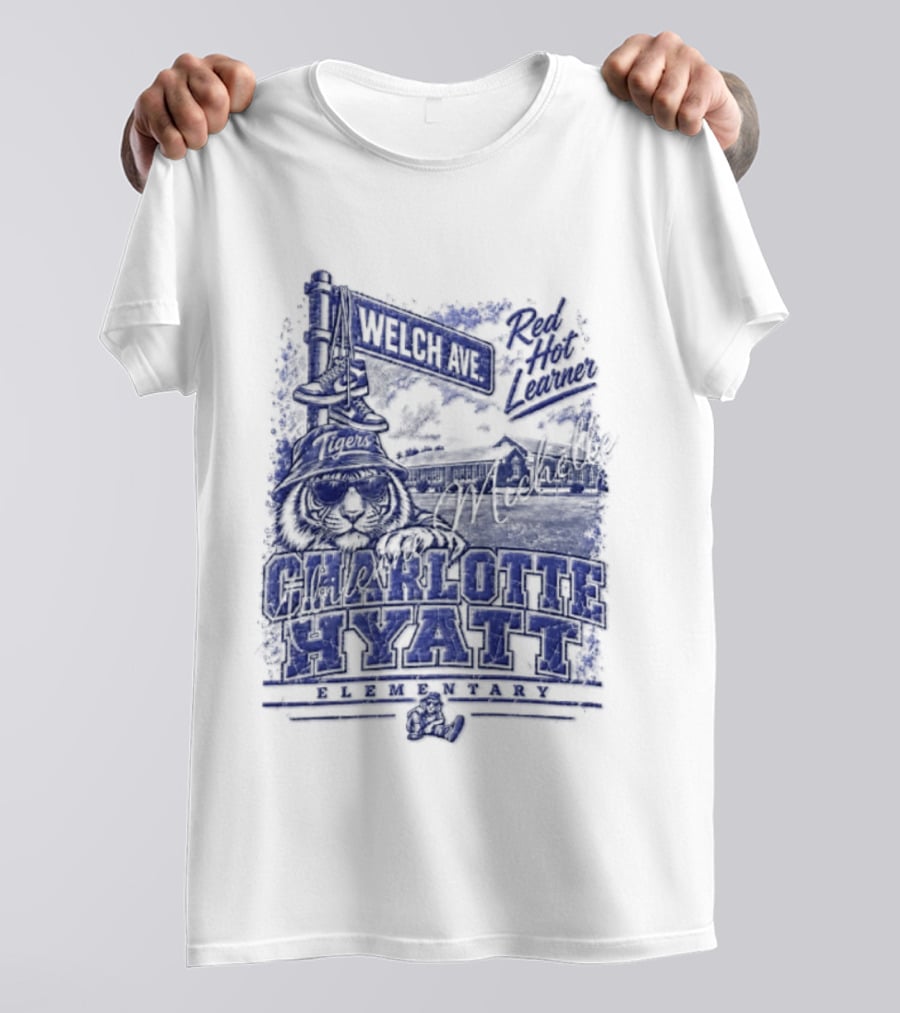 Charlotte Hyatt Welch Ave Tigers Red Hot Learner Elementary T-Shirt
