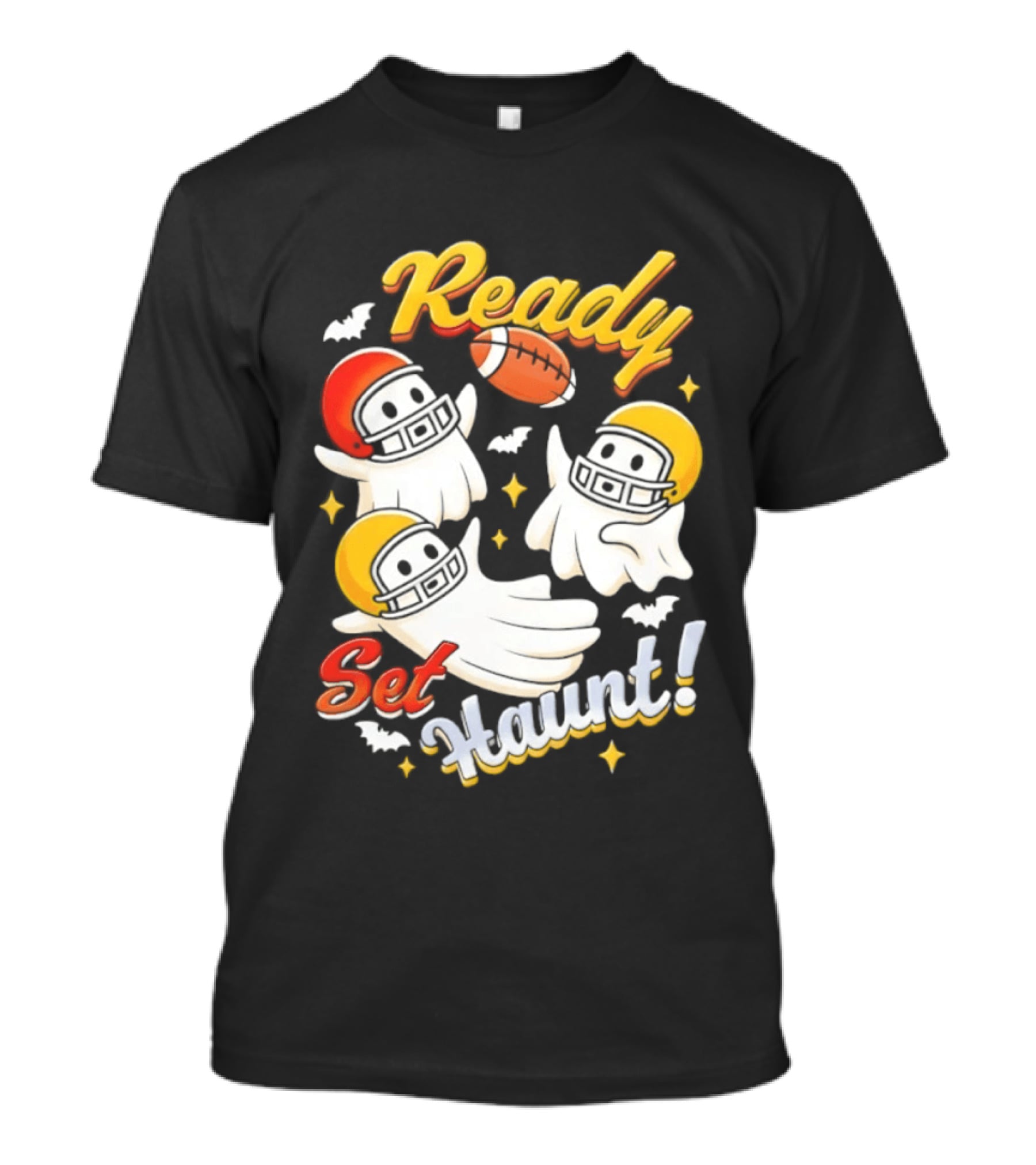 Ready Set Haunt Ghosts Football Helmet Halloween T-Shirt