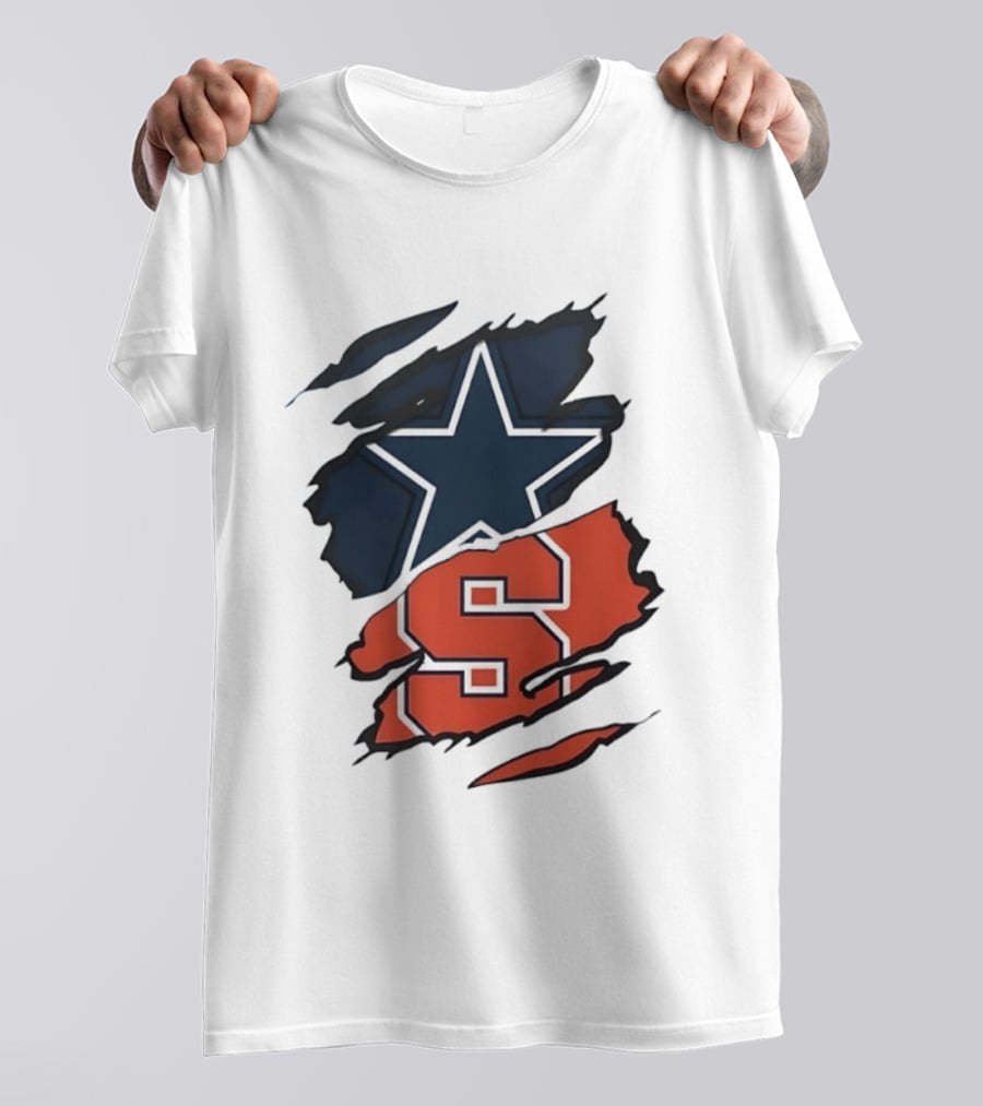 Dallas Cowboys Star And Syracuse Orange Torn Fabric T-Shirt