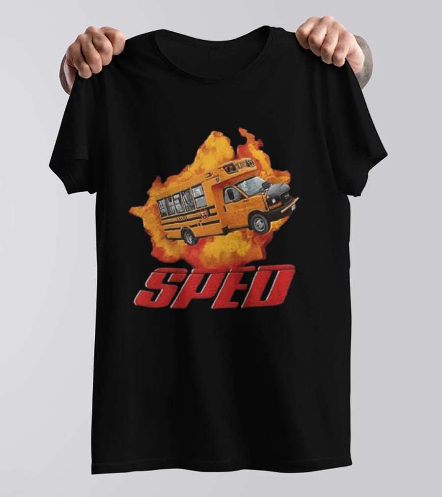 School Bus Flame SPED On Fire Burst T-Shirt