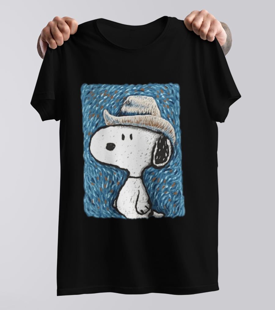 Snoopy Peanuts Cowboy Hat Embroidery T-Shirt