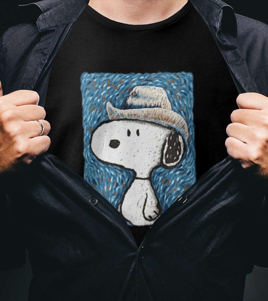 Snoopy Peanuts Cowboy Hat Embroidery T-Shirt