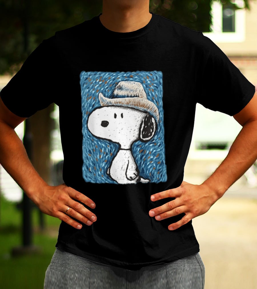 Snoopy Peanuts Cowboy Hat Embroidery T-Shirt