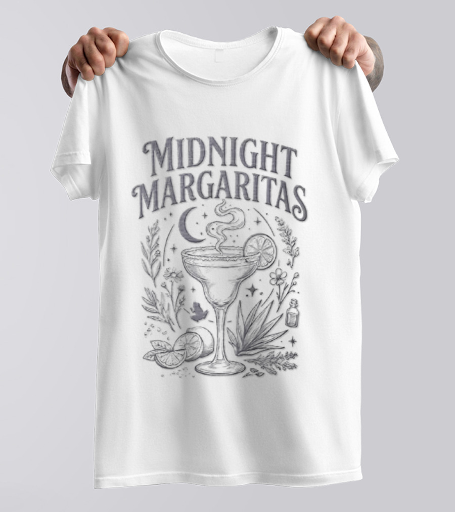 Midnight Margaritas Moon Frog Flower Lemon Agave Alchemy Witch Cocktail Vibes T-Shirt
