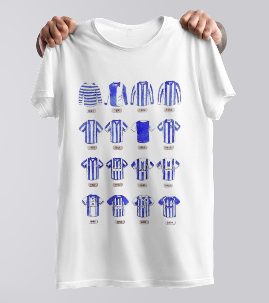 Sheffield Wednesday FC Kit Evolution 1867 1993 Blue And White Stripes T-Shirt