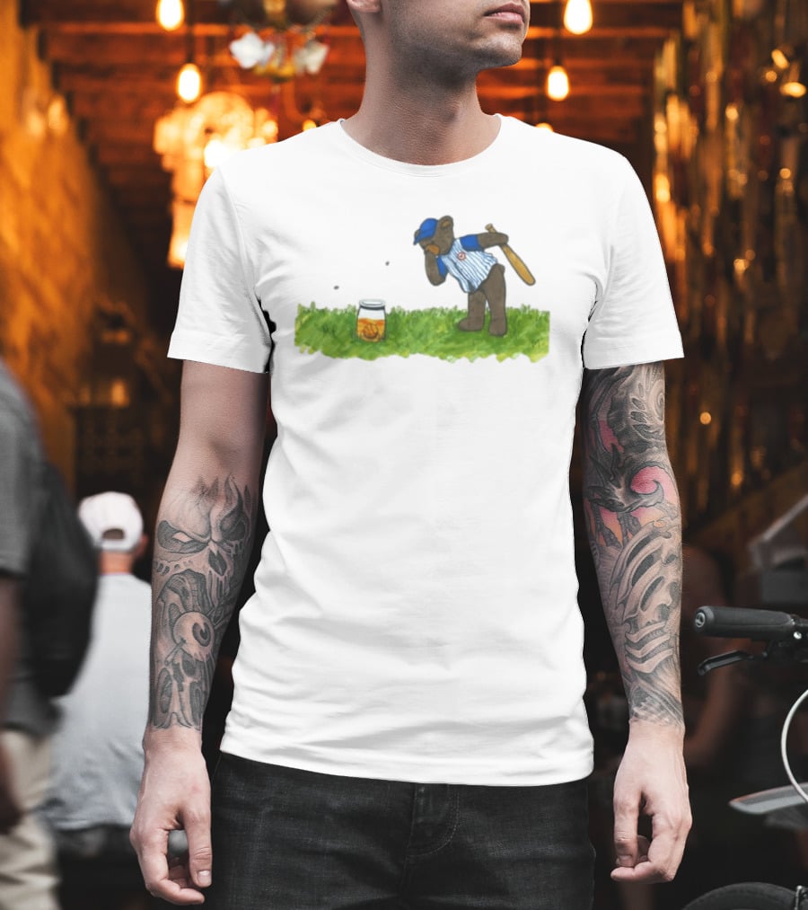 South Bend Cubs Bear With Baseball Bat And Honey Jar On Grass T-Shirt