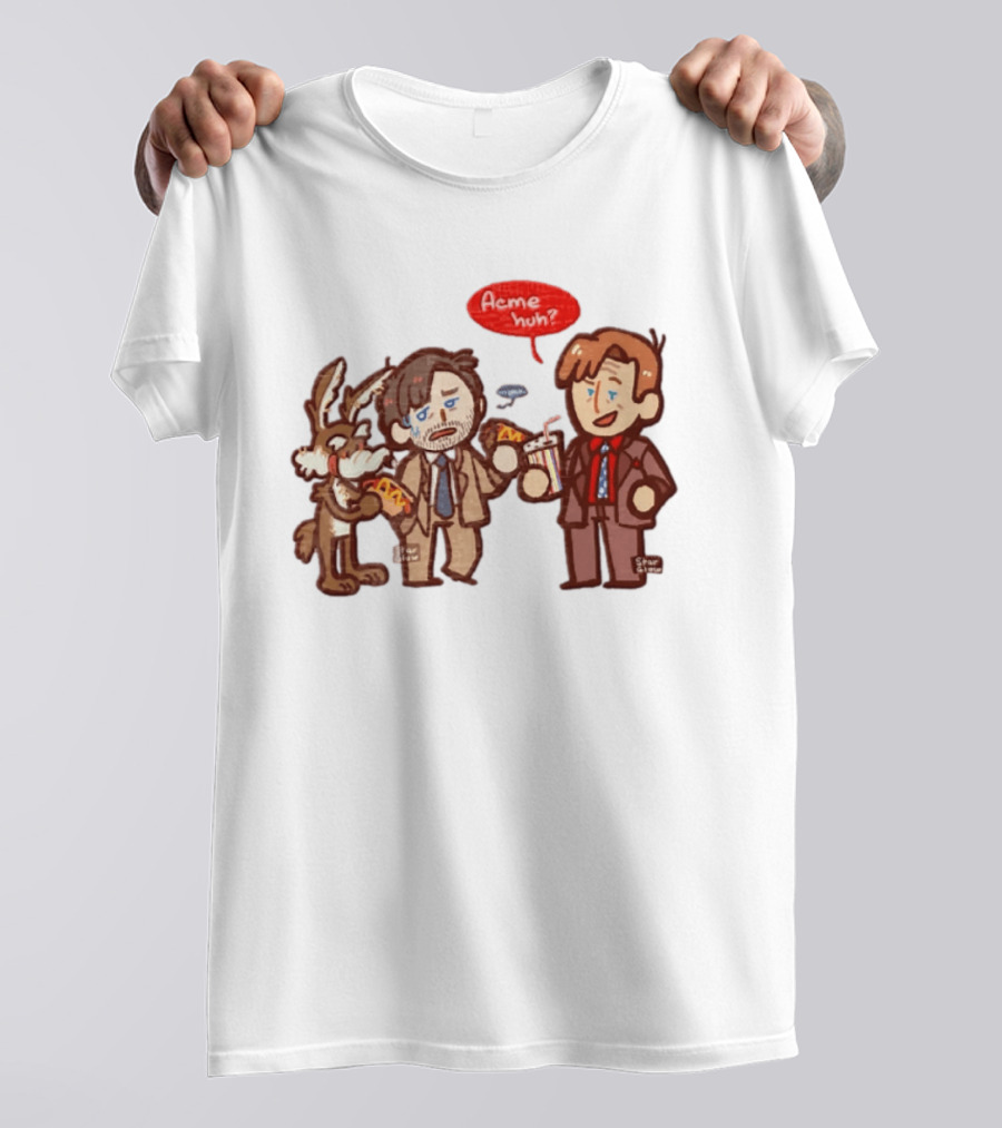 Wile E Coyote Saul Goodman Jimmy McGill Acme Huh Yeah Pizza Milkshake Cartoon Character Collaboration T-Shirt