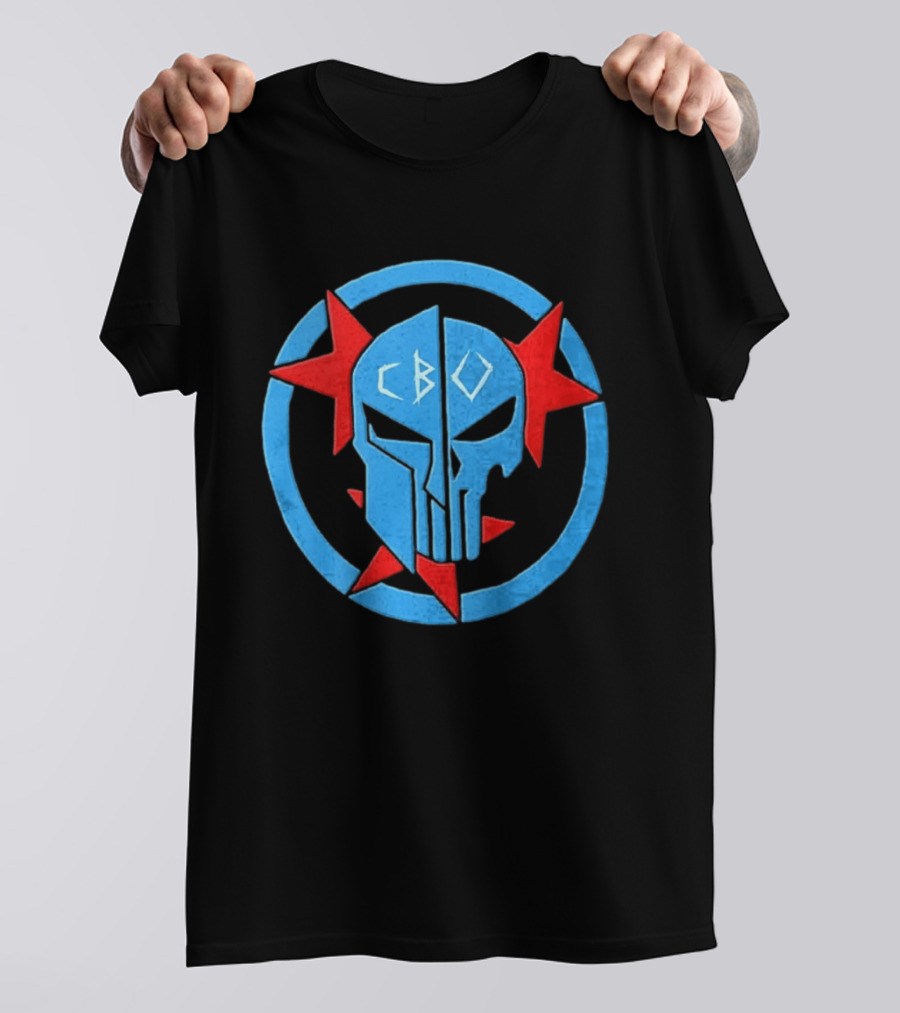 CBO Spartan Punisher Skull Red Star Blue Circle T-Shirt